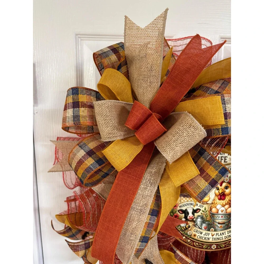Farm Animal Autumn Wreath | Rustic Country Farmhouse Decor | Fall Harvest Door